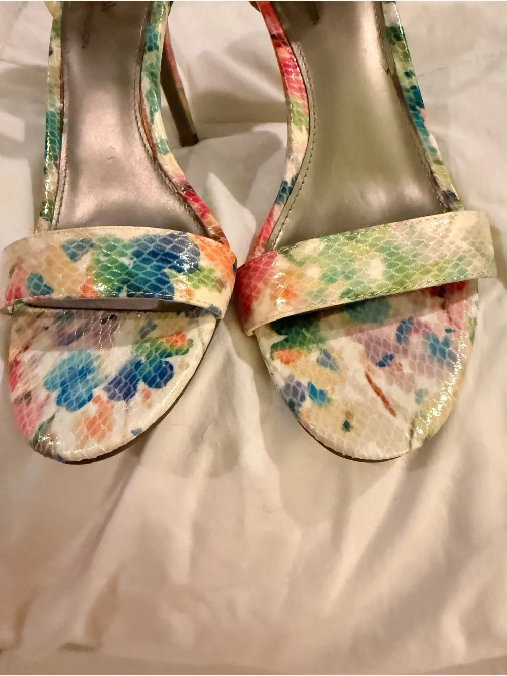 Worthington Multicolor Floral Ankle-Strap Heels